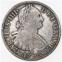 Mexico City, Mexico, bust 8 reales, Charles IV, 1796FM.