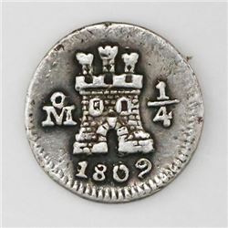 Mexico City, Mexico, 1/4 real, 1809, inverted overdate.