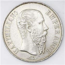 Mexico City, Mexico, 1 peso, 1866, Maximilian.