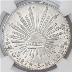 Guanajuato, Mexico, cap-and-rays 8 reales, 1879/8SM, NGC AU 58.