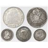 Image 1 : Lot of five Lima, Peru, bust 2R (two), 1R (two) and 1/2R (one), various kings and dates.