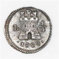 Lima, Peru, 1/4 real, 1808, NGC AU 58.