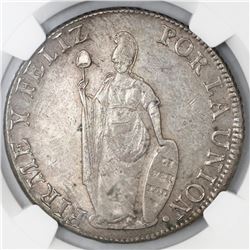 Lima, Peru, 8 reales, 1838M, NGC AU 58, finest known in NGC census.