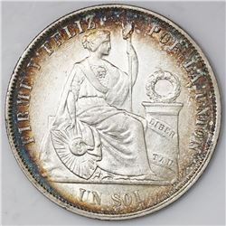 Lima, Peru, 1 sol, 1866/56YB.