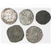 Image 1 : Lot of five 1200s-1400s minors of Aragon and Castile and Leon, Spain (mints of Burgos, Segovia and V