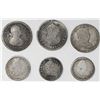 Image 1 : Lot of six Spanish colonial bust minors (three 1R and three 1/2R), various kings and dates.