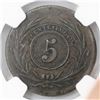 Image 2 : Uruguay, copper 5 centesimos, 1854/40, NGC VF 30 BN.