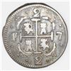 Image 2 : Caracas, Venezuela, royalist 2 reales, Ferdinand VII, 1818BS, lions at upper left and lower right.