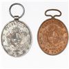 Image 1 : Lot of two Uruguay oval military medals (one in silver and one in copper), Triple Alliance War, 1865