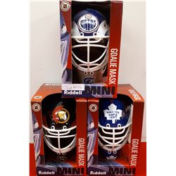 3 BOXED MINI GOALIE MASKS