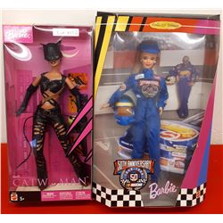 IN BOX COLLECTOR BARBIE CATWOMAN & 50TH ANNIVERSARY NASCAR BARBIE