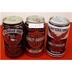 3 COLLECTIBLE HARLEY DAVIDSON BEER CANS