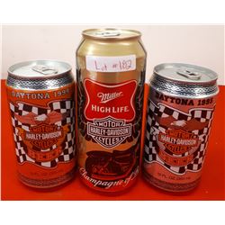 3 COLLECTIBLE HARLEY DAVIDSON BEER CANS