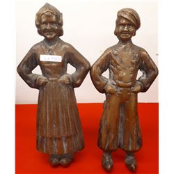 2 VINTAGE BRONZE FIREPLACE FIGURINES