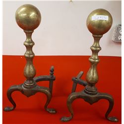 PAIR VINTAGE BRASS FIREPLACE DÉCOR