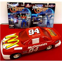 2 STARTING LINEUP WINNER'S CIRCLE FIGURES & PLASTIC #94 BILL ELLIOT MCDONALDS/REESES TOY CAR
