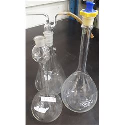 3 GLASS CHEMISTRY FLASKS