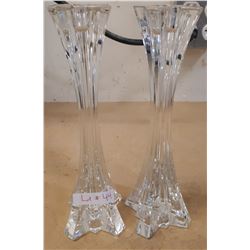 PAIR GLASS CANDLE HOLDERS