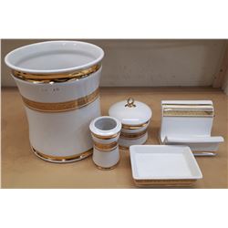 5 PCS WHITE AND GOLD DISHES