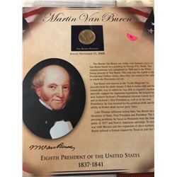 2008 Martin Van Buren dollar coin and stamp collection