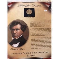2010 Franklin Pierce dollar coin and stamp collection