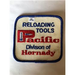 Vintage Outdoors "RELOADING TOOLS PACIFIC HORNADY" Patch in Like New Condition