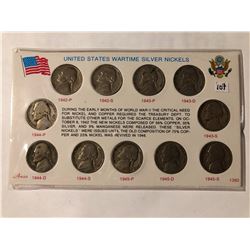 United states wartime silver nickels collection 11 coins total