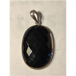 Large Sterling Silver and BLACK ONYX Gemstone Pendant Total weight 10.9 grams