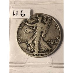 1942 D Walking Liberty Silver Half Dollar Nice Early US Coin