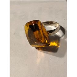 Extremely Rare 1 Million Year Old AMBER with INSECTS inside Ring from Columbia 5.8 grams