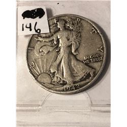 1942 S Walking Liberty Silver Half Dollar Nice Early US Coin