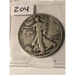 1942 S Walking Liberty Silver Half Dollar Nice Early US Coin