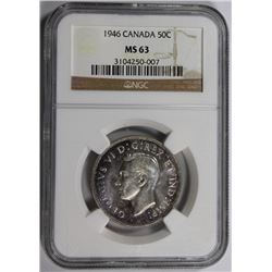 1946 CANADA HALF DOLLAR NGC MS 63