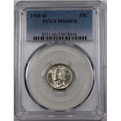 1941-D MERCURY DIME PCGS MS66FB CHERRY WHITE