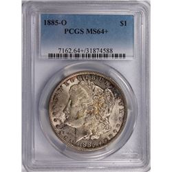 1885-O MORGAN SILVER DOLLAR PCGS MS64+ COLOR