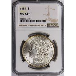 1887 MORGAN SILVER DOLLAR NGC MS64+ WHITE