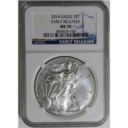 2014 AMERICAN SILVER EAGLE NGC MS70 EARLY RELEASE