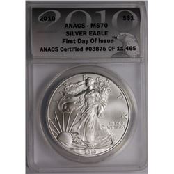 2010 AMERICAN SILVER EAGLE ANACS MS 70