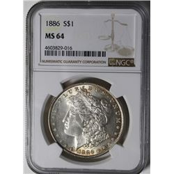 1886 MORGAN SILVER DOLLAR NGC MS64