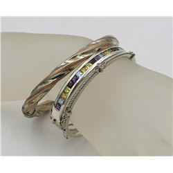 LOT OF 3 STERLING SILVER BANGLE BRACELETS