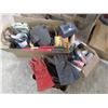 Image 1 : LOT OF DOOR KNOBS, WIRING, SAFETY GLASS, WELDING GLOVES, & HELMET, ETC