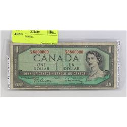 1954 CANADIAN DEVILS FACE $1  BILL.