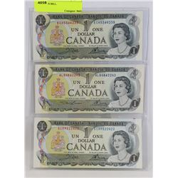 LOT OF 3 CANADIAN 1973  $1 BILLS.