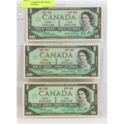 LOT OF 3 CANADIAN 1967 STOCK SHEET, NO SERIAL