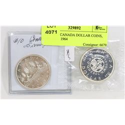 LOT OF 2 CANADA DOLLAR COINS, 1963 AND 1964