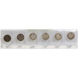 LOT OF 6 CANADA DIMES, 1906, 1919, 1920, 1930,