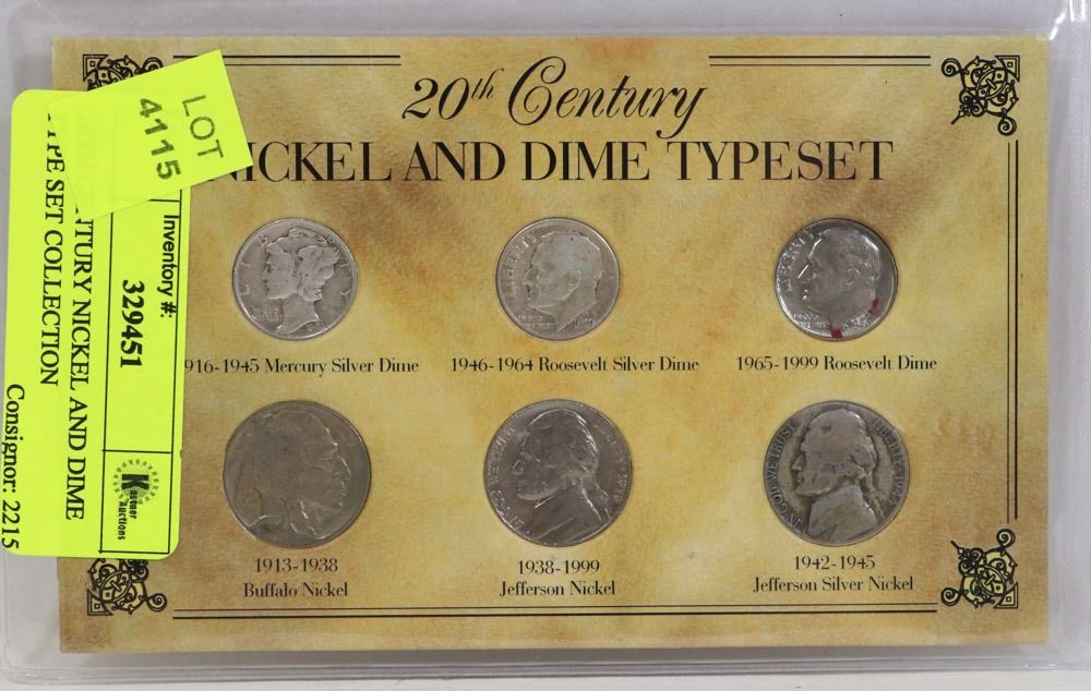 20TH CENTURY NICKEL AND DIME TYPE SET COLLECTION