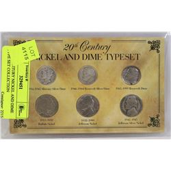 20TH CENTURY NICKEL AND DIME TYPE SET COLLECTION