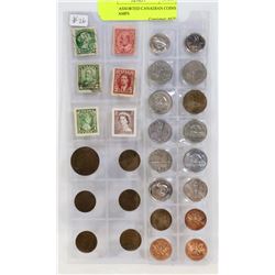LOT OF ASSORTED CANADIAN COINS AND STAMPS
