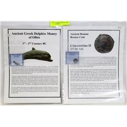 LOT OF 2 ANCIENT REPLICA  COINS, ANCIENT GREEK